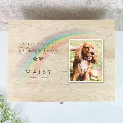 Personalised Soft Rainbow Bridge Photo Pet Keepsake Box - 5 Sizes (16cm | 20cm | 26cm | 30cm | 36cm)