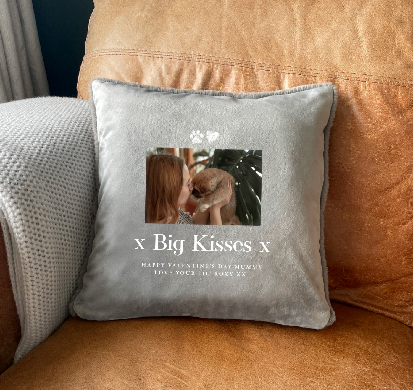 Personalised One Photo Any Message Pet Faux Fur Cuddle Cushion