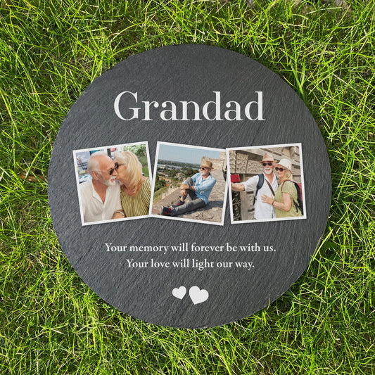 Personalised Photo Memorial Slate Circular Grave Marker