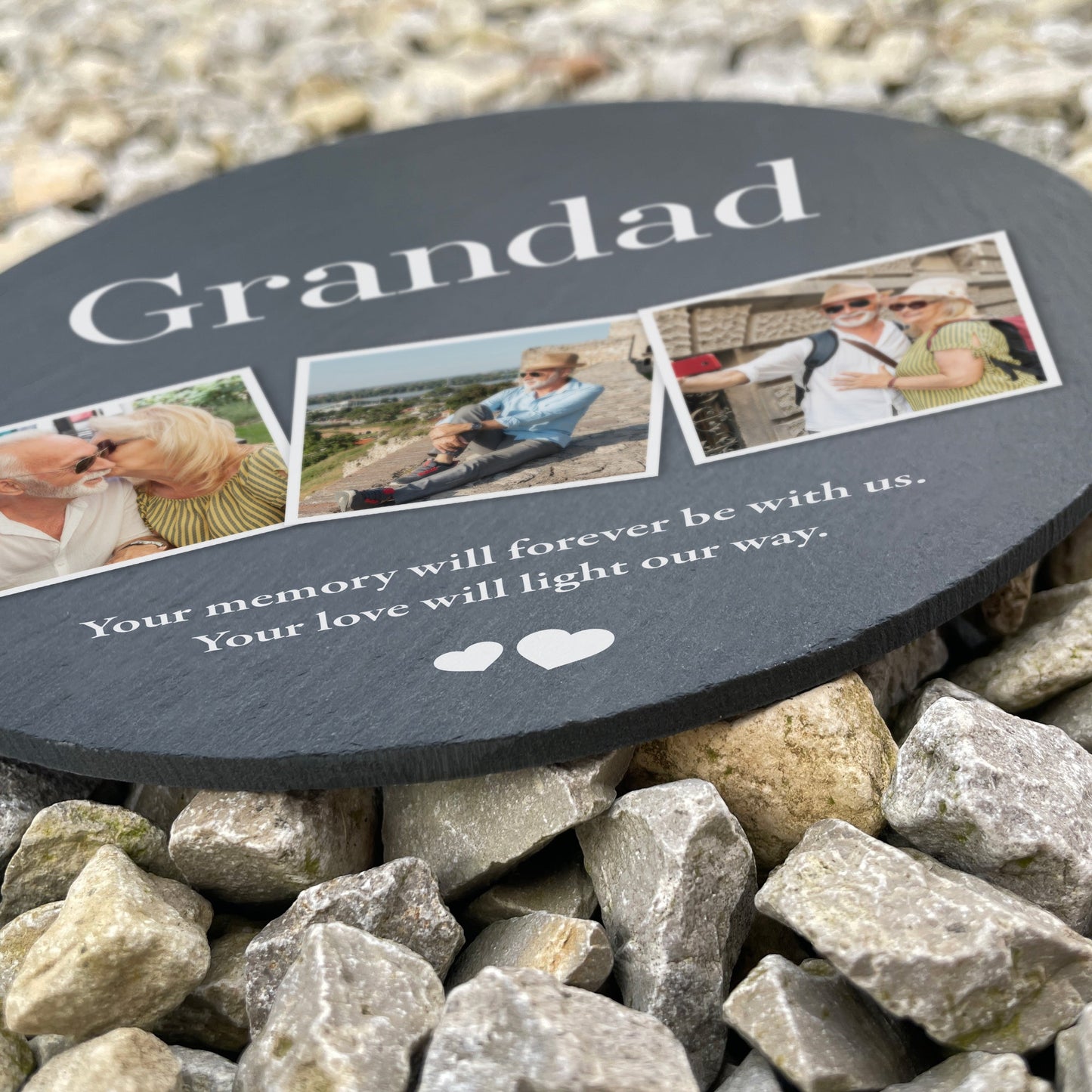 Personalised Photo Memorial Slate Circular Grave Marker