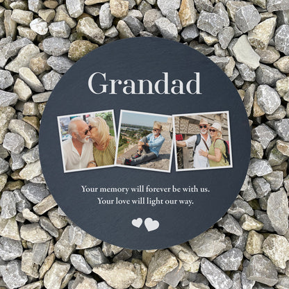 Personalised Photo Memorial Slate Circular Grave Marker