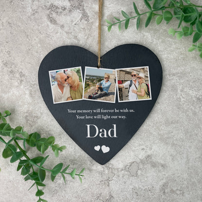 Personalised Photo Memorial Slate Hanging Heart Decoration 15 x 16cm