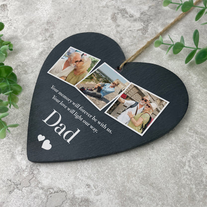 Personalised Photo Memorial Slate Hanging Heart Decoration 15 x 16cm