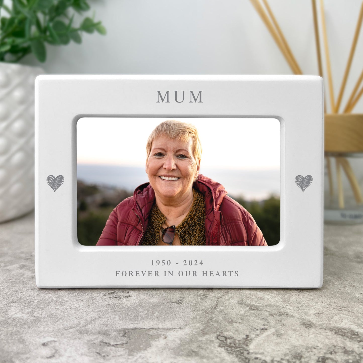 Personalised Hearts Cremation Urn For Ashes Holds 9.5cm x 6cm Photo Landscape | 0.51 Litres