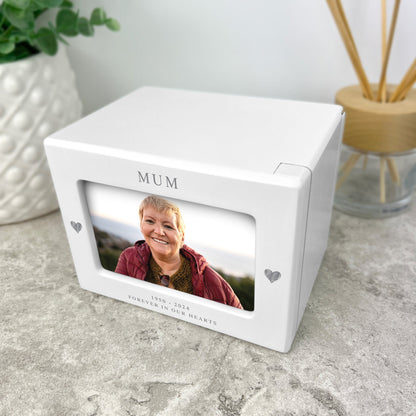 Personalised Hearts Cremation Urn For Ashes Holds 9.5cm x 6cm Photo Landscape | 0.51 Litres