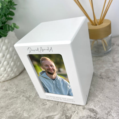 Personalised Cremation Urn For Ashes Holds 9.5cm x 6cm Photo Portrait | 0.51 Litres