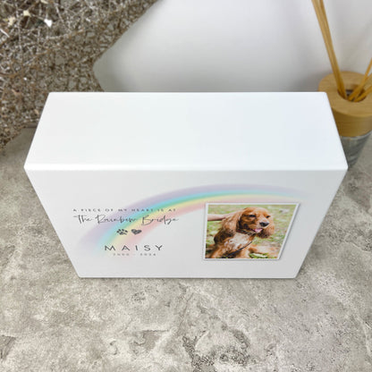 Personalised Soft Rainbow Bridge Photo Cremation Urn For Pets Ashes | 1.09 Litres