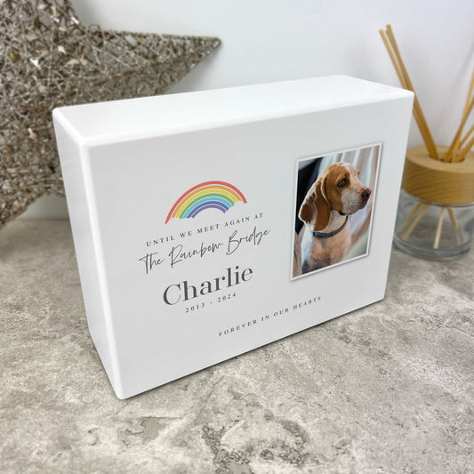 Personalised Until We Meet Again Rainbow Bridge Photo Cremation Urn For Pets Ashes | 1.09 Litres