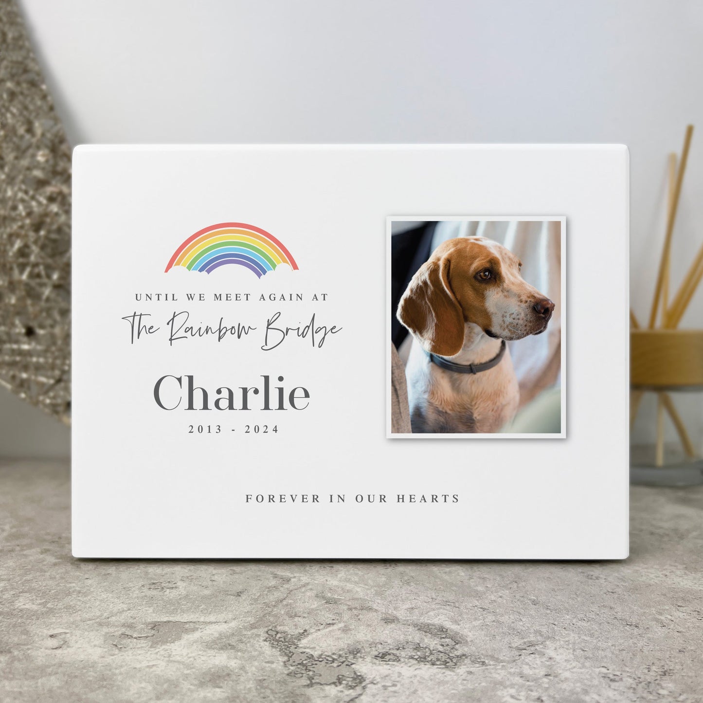 Personalised Until We Meet Again Rainbow Bridge Photo Cremation Urn For Pets Ashes | 1.09 Litres