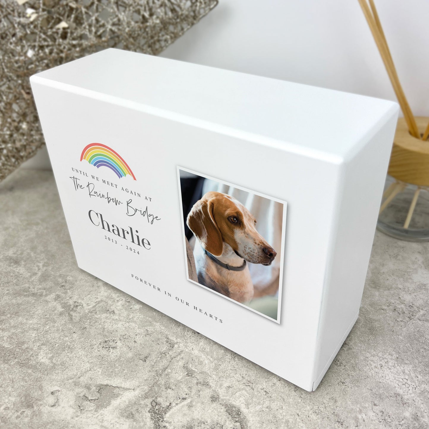 Personalised Until We Meet Again Rainbow Bridge Photo Cremation Urn For Pets Ashes | 1.09 Litres