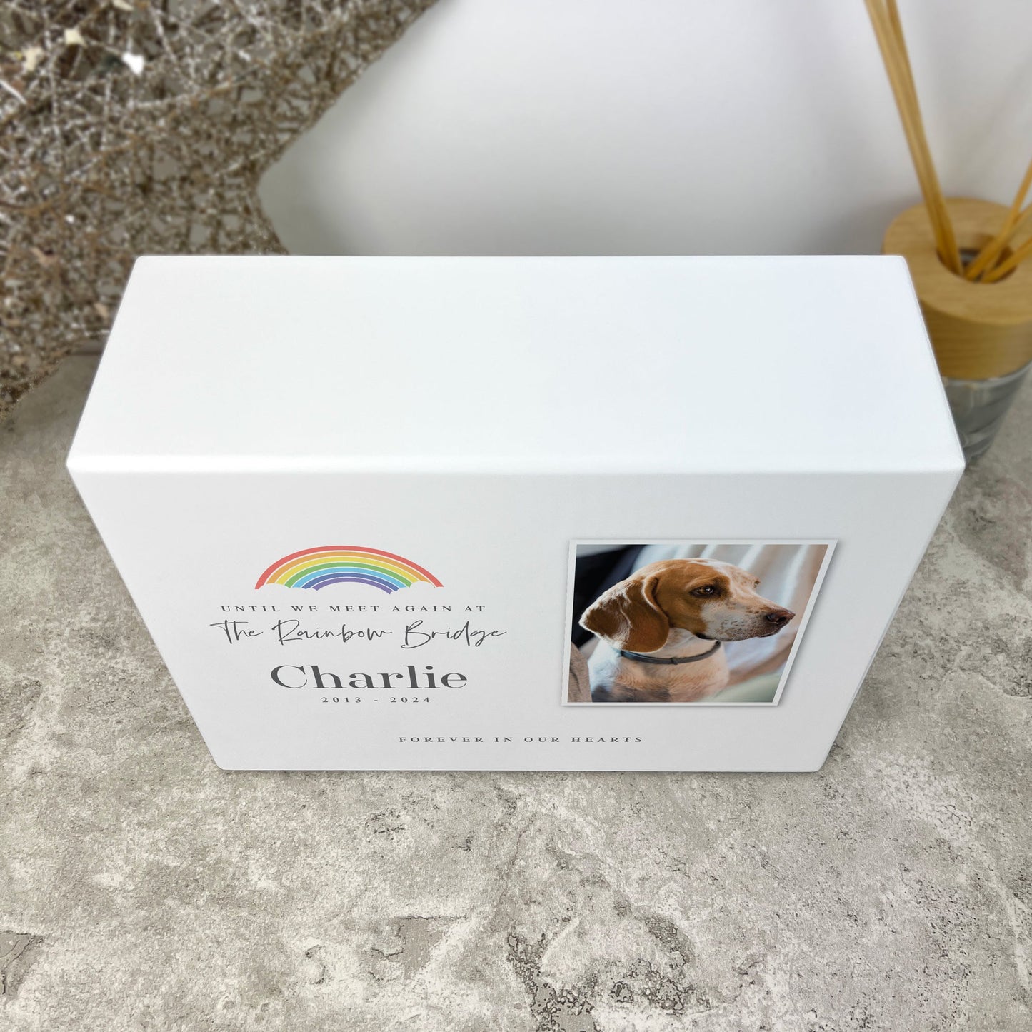 Personalised Until We Meet Again Rainbow Bridge Photo Cremation Urn For Pets Ashes | 1.09 Litres