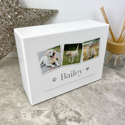 Personalised Any Message Three Photo Cremation Urn For Pets Ashes | 1.09 Litres