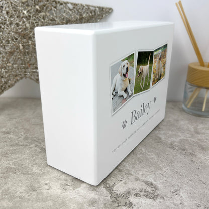 Personalised Any Message Three Photo Cremation Urn For Pets Ashes | 1.09 Litres