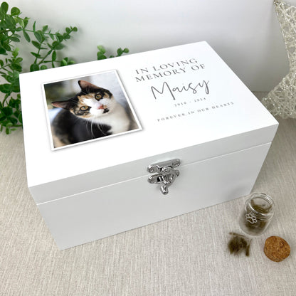 Personalised White Wooden"In Loving Memory Of" Pet Photo Memorial Keepsake Box - 3 Sizes (22cm | 27cm | 30cm)