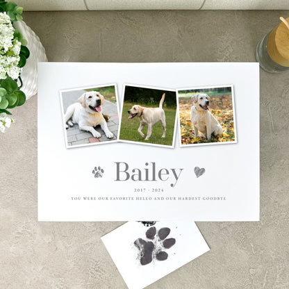 Personalised White Wooden Three Photo Pet Memorial Keepsake Box - 3 Sizes (22cm | 27cm | 30cm)