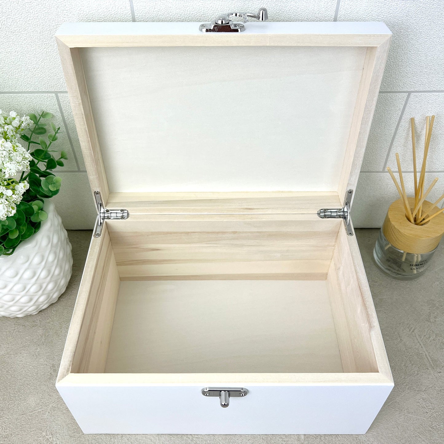 Personalised White Wooden Three Photo Pet Memorial Keepsake Box - 3 Sizes (22cm | 27cm | 30cm)