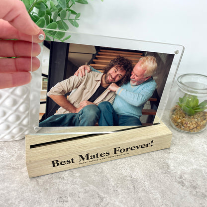 Personalised Any Message Bold Text Wooden Base 6x4" Photo Frame