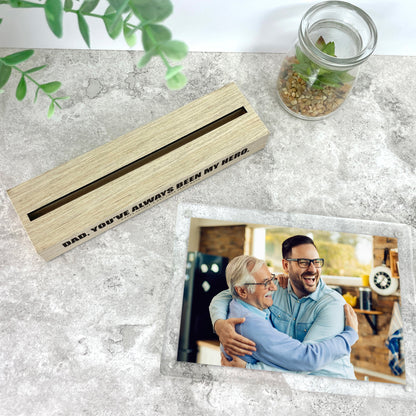 Personalised Any Message Bold Text Wooden Base 6x4" Photo Frame