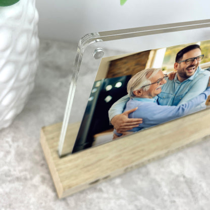 Personalised Any Message Bold Text Wooden Base 6x4" Photo Frame