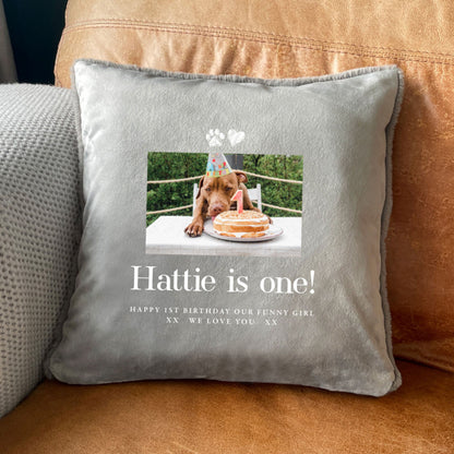 Personalised One Photo Any Message Pet Faux Fur Cuddle Cushion