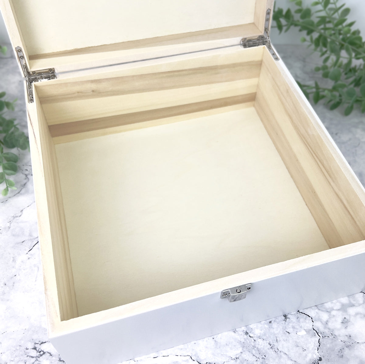 Personalised Paw Prints Square Luxury White Wooden Pet Memorial Photo Memory Box - 2 Sizes