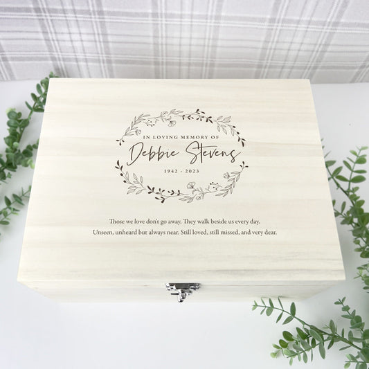 Personalised Luxury 34cm Wooden Wreath Keepsake Memory Box