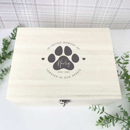 Personalised Large Wooden 34cm Pet Name Memorial Memory Box