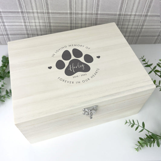 Personalised Large Wooden 34cm Pet Name Memorial Memory Box