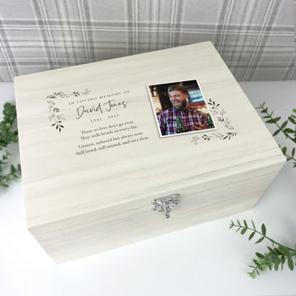 Personalised Luxury Wooden One Photo Keepsake Large 34cm Memory Box