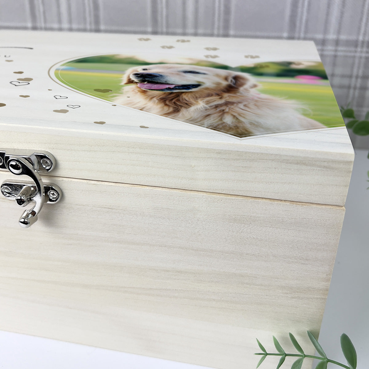 Personalised Large 34cm Luxury Wooden Pet Memorial Photo Memory Box