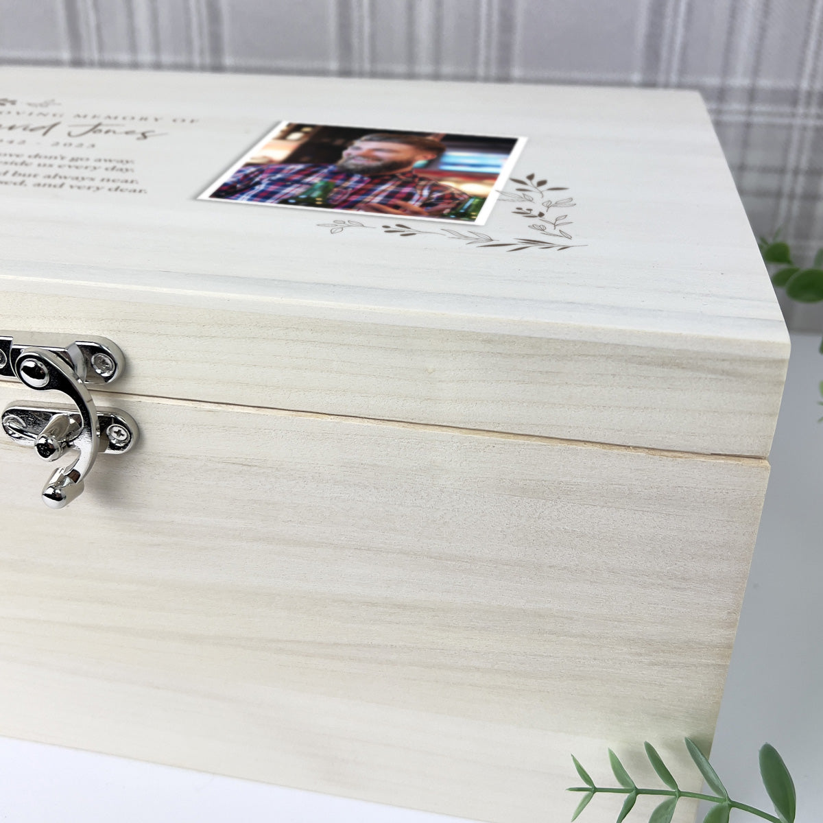 Personalised Luxury Wooden One Photo Keepsake Large 34cm Memory Box