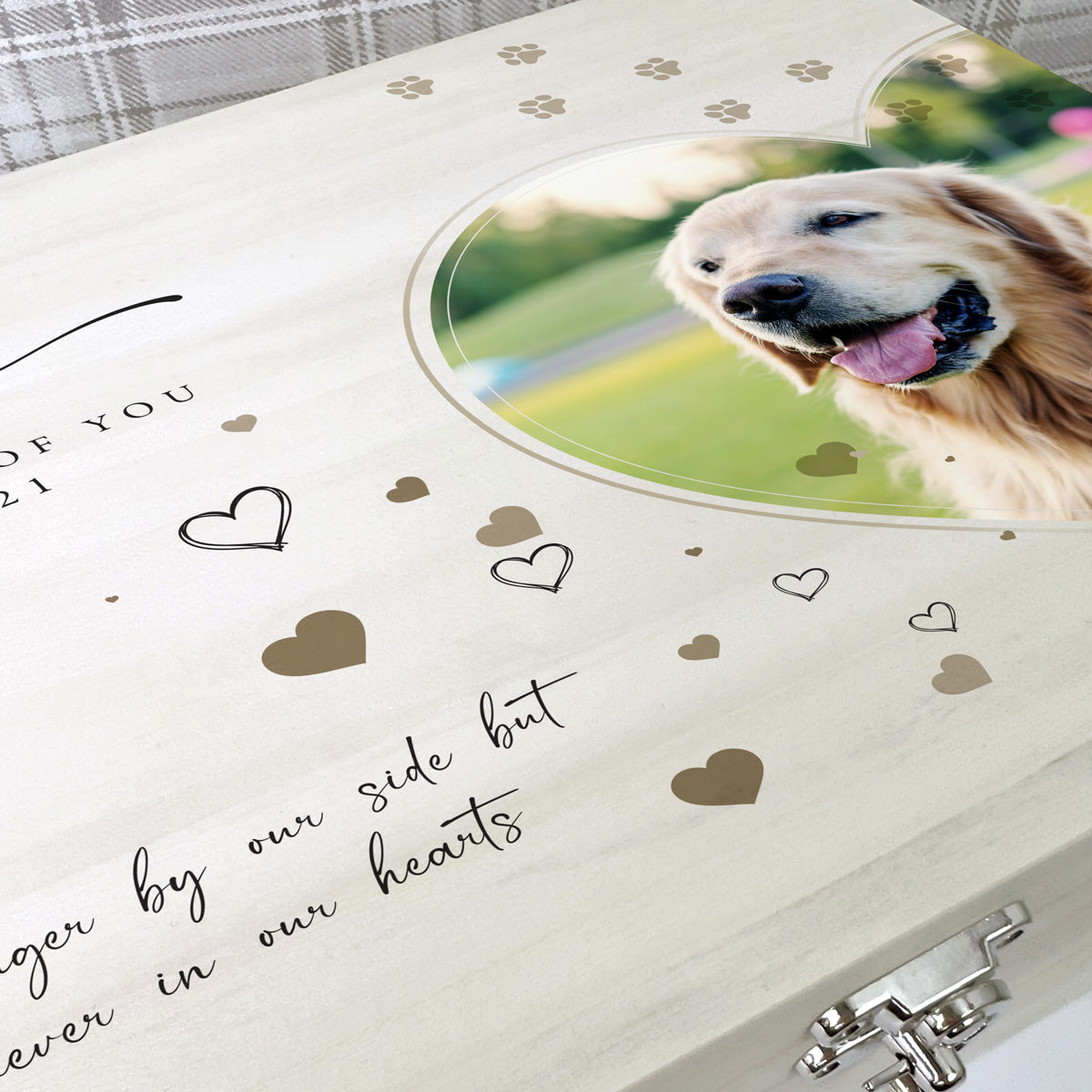 Personalised Large 34cm Luxury Wooden Pet Memorial Photo Memory Box