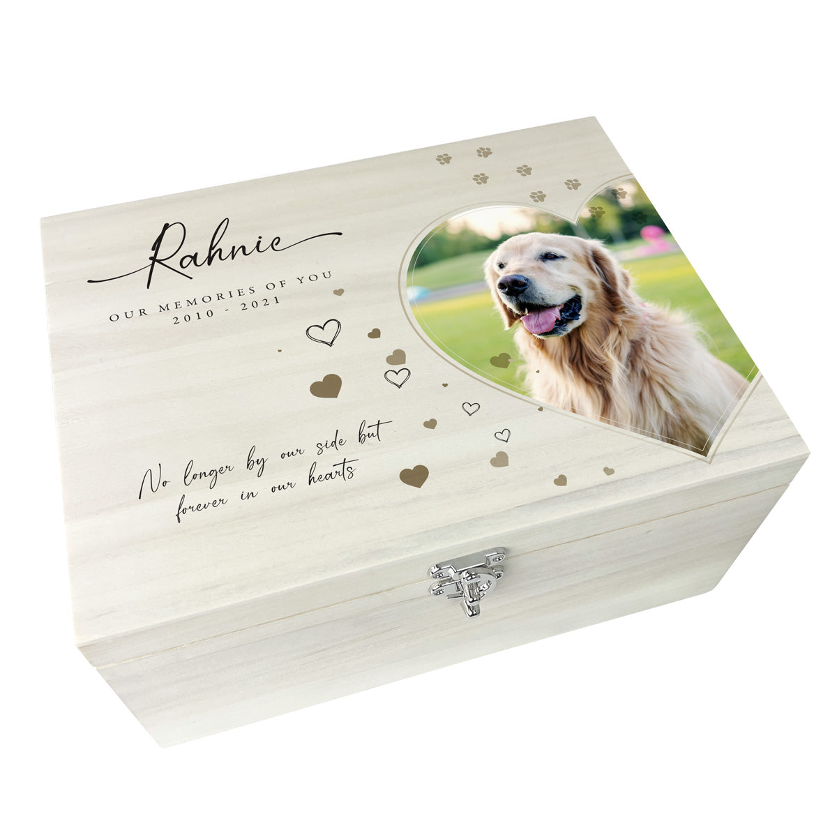 Personalised Large 34cm Luxury Wooden Pet Memorial Photo Memory Box