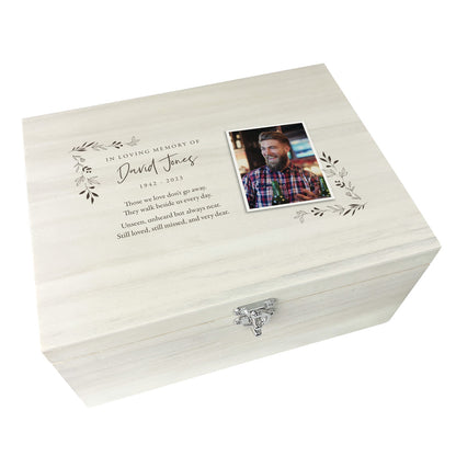 Personalised Luxury Wooden One Photo Keepsake Large 34cm Memory Box