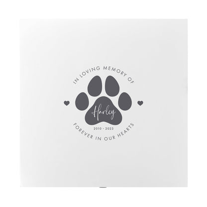 Personalised White Wooden Square Pet Name Memorial Memory Box - 2 Sizes