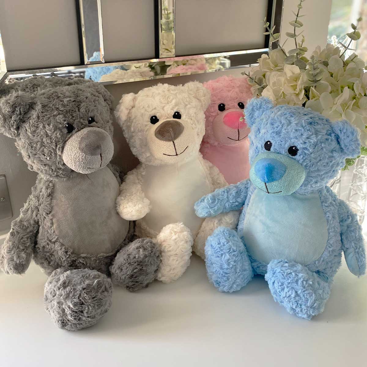 Personalised Message 'Comfort Bear' - grey, pink, blue or cream