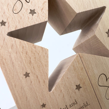 Personalised Solid Wooden Memorial Star Tea Light Holders