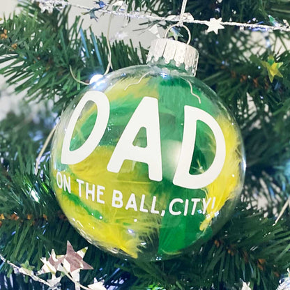 Personalised Sporting Club Colours Glass Christmas Bauble