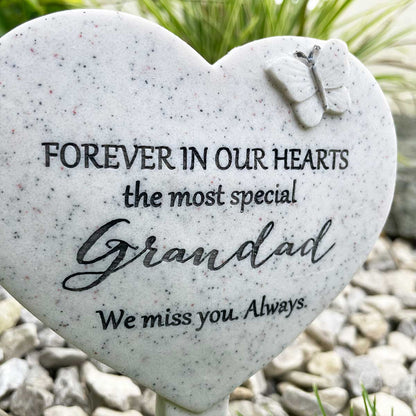 Heart Shaped Graveside Stake- Grandad