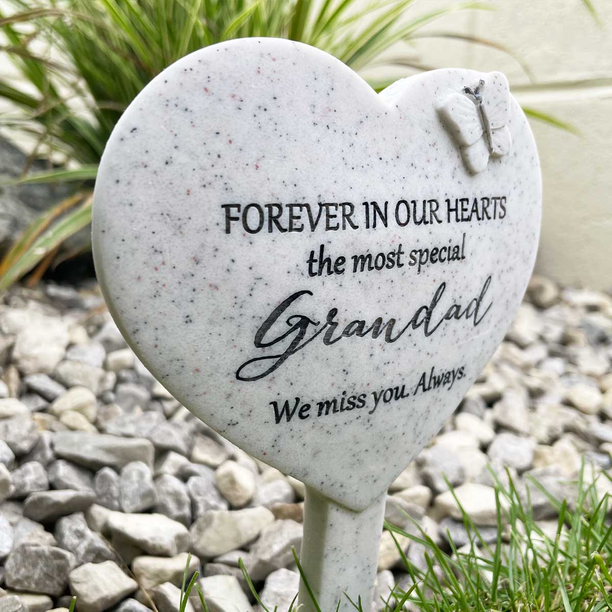 Heart Shaped Graveside Stake- Grandad – Lovely Memorial Gifts