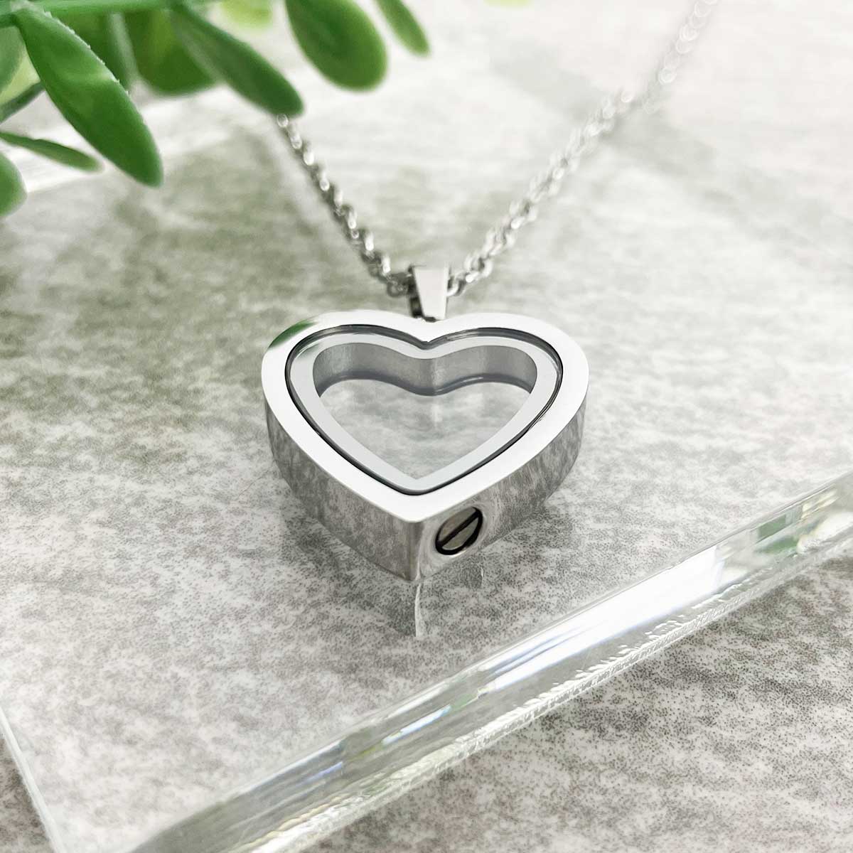 Heart Window Cremation Ashes Urn Necklace