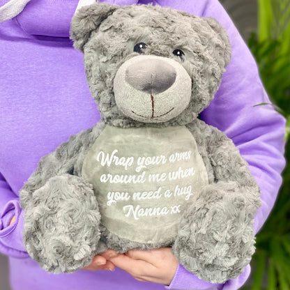 Personalised Message 'Comfort Bear' - grey, pink, blue or cream