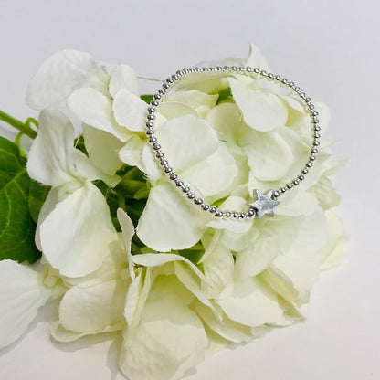 Bracelet. Silver Beads With Star. Message Card Mounted.