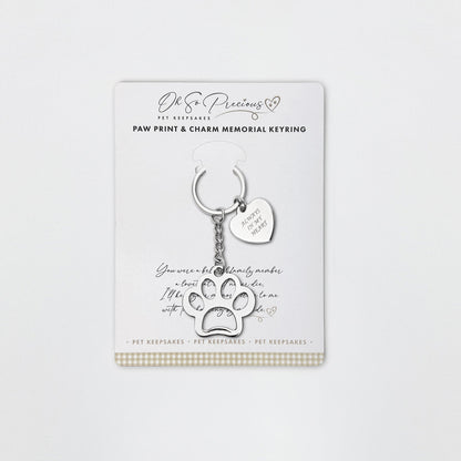 Always In My Heart Charm Paw Memorial Keyring