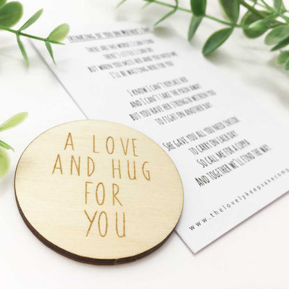 Thinking Of You On Mother's Day Poem + Love & Hug Wooden Disc