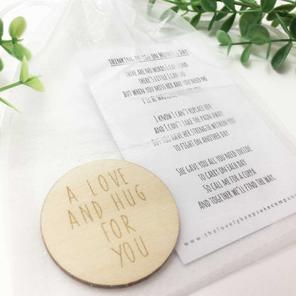 Thinking Of You On Mother's Day Poem + Love & Hug Wooden Disc