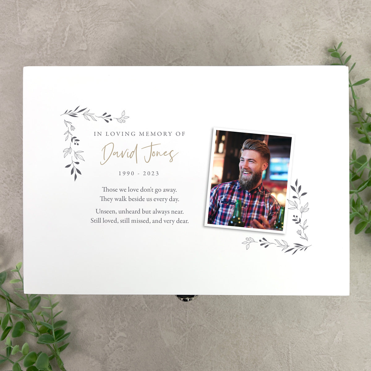 Personalised White Wooden One Photo Keepsake Memory Box - 3 Sizes (22cm | 27cm | 30cm)