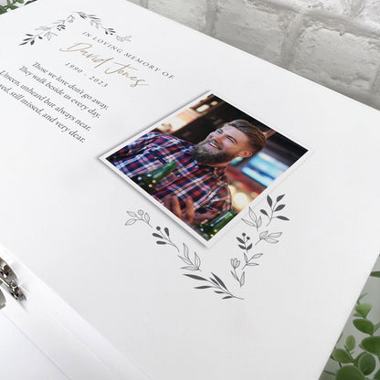 Personalised White Wooden One Photo Keepsake Memory Box - 3 Sizes (22cm | 27cm | 30cm)