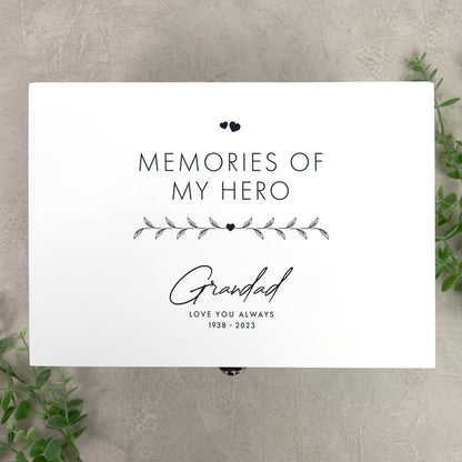 Personalised White Wooden Any Message Keepsake Memory Box - 3 Sizes (22cm | 27cm | 30cm)