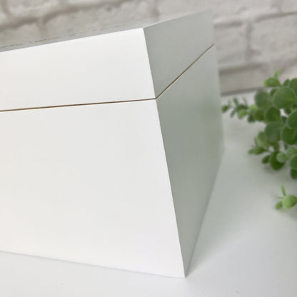 Personalised White Wooden Any Message Keepsake Memory Box - 3 Sizes (22cm | 27cm | 30cm)